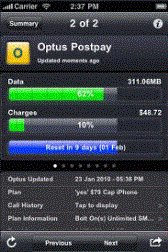 game pic for Optus usage account app
